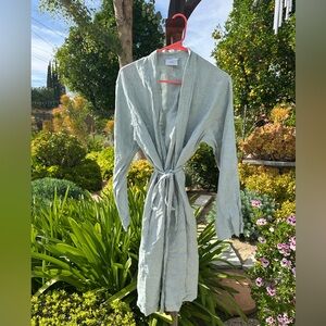 Restoration Hardware Stonewashed Belgian Linen Robe Sage S